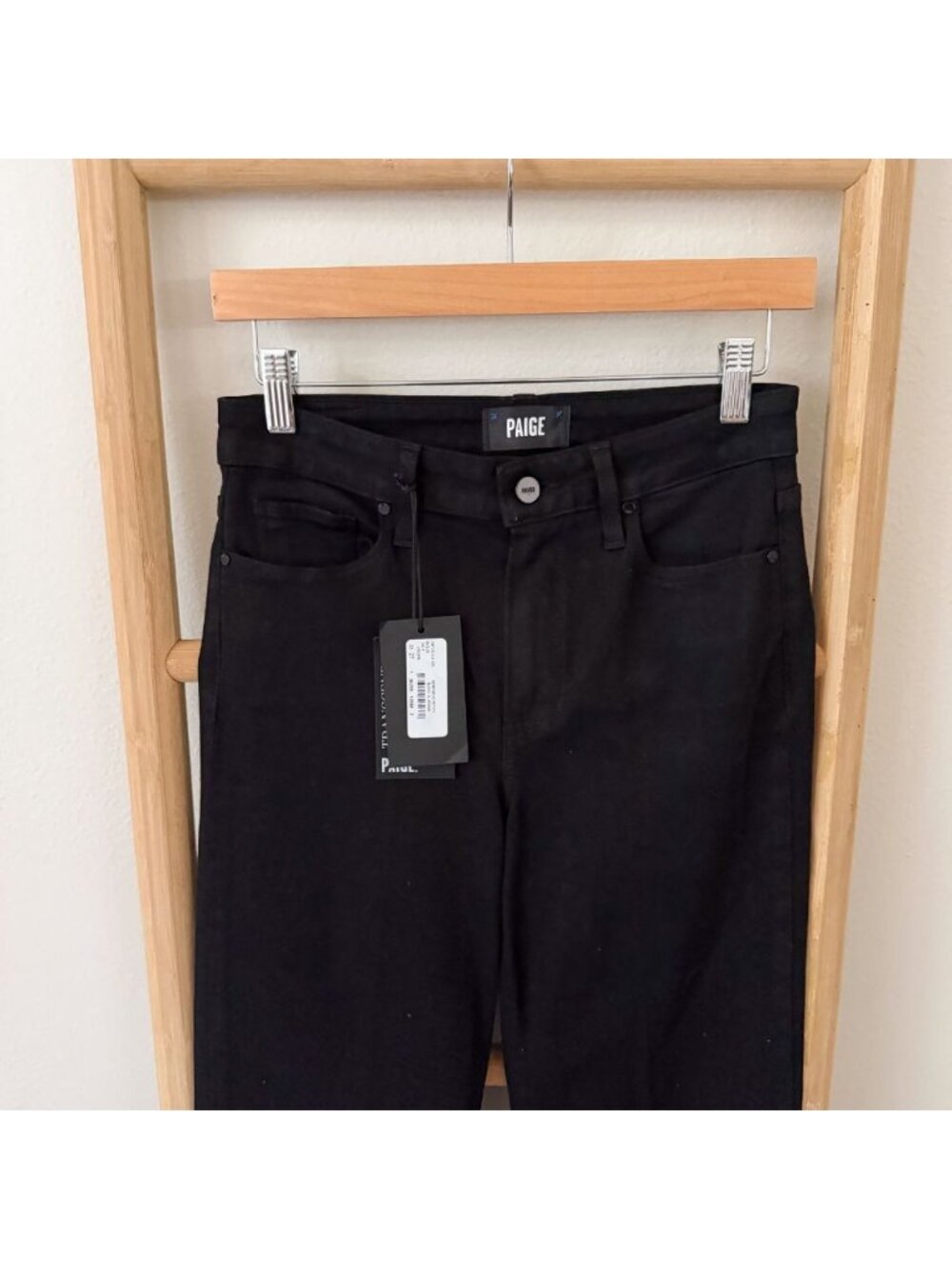 NWT PAIGE Genevieve Flare Jeans Black Shadow High Rise Size 27 - Picture 3 of 12